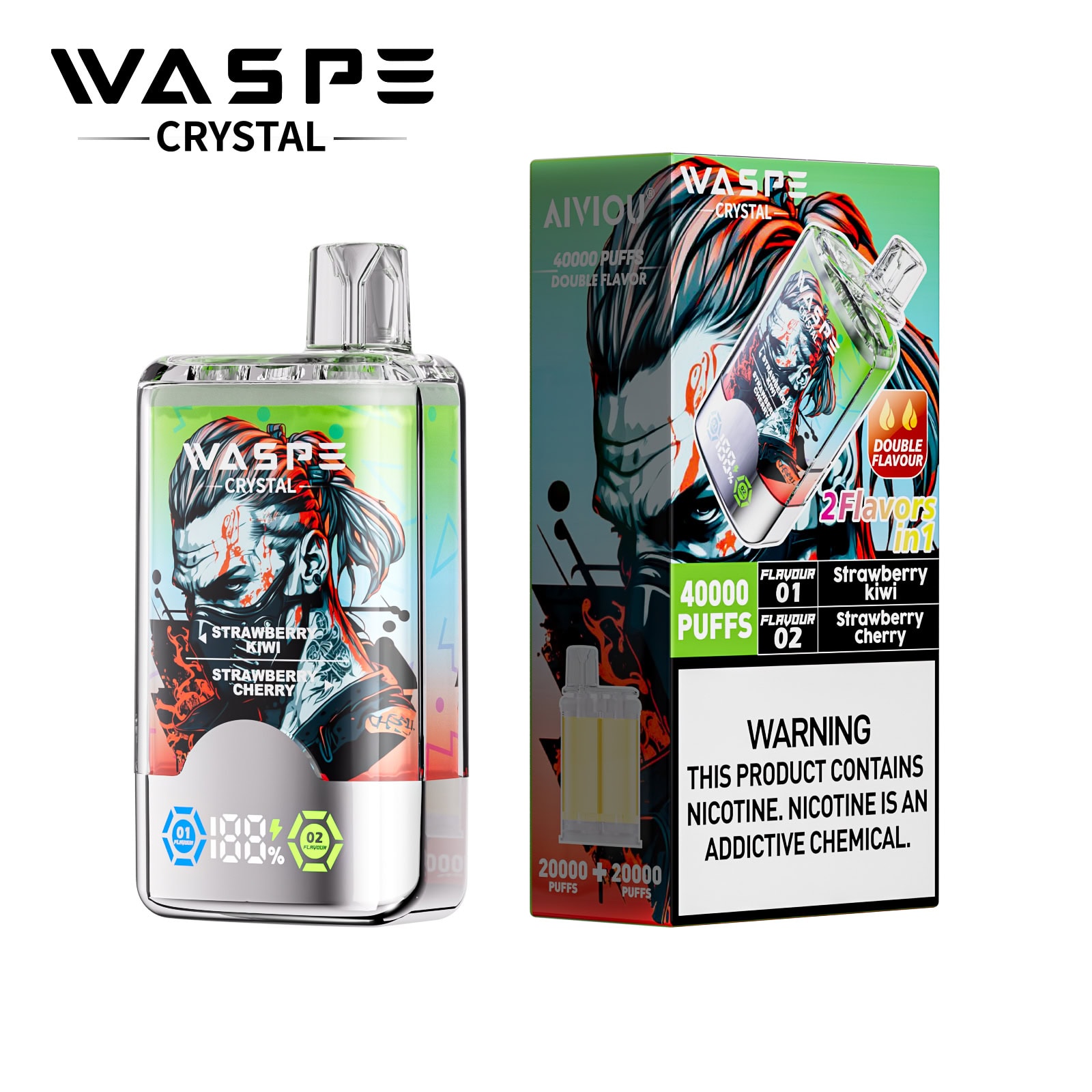 WASPE Crystal 40000 Strawberry Kiwi & Strawberry Cherry - Image 2
