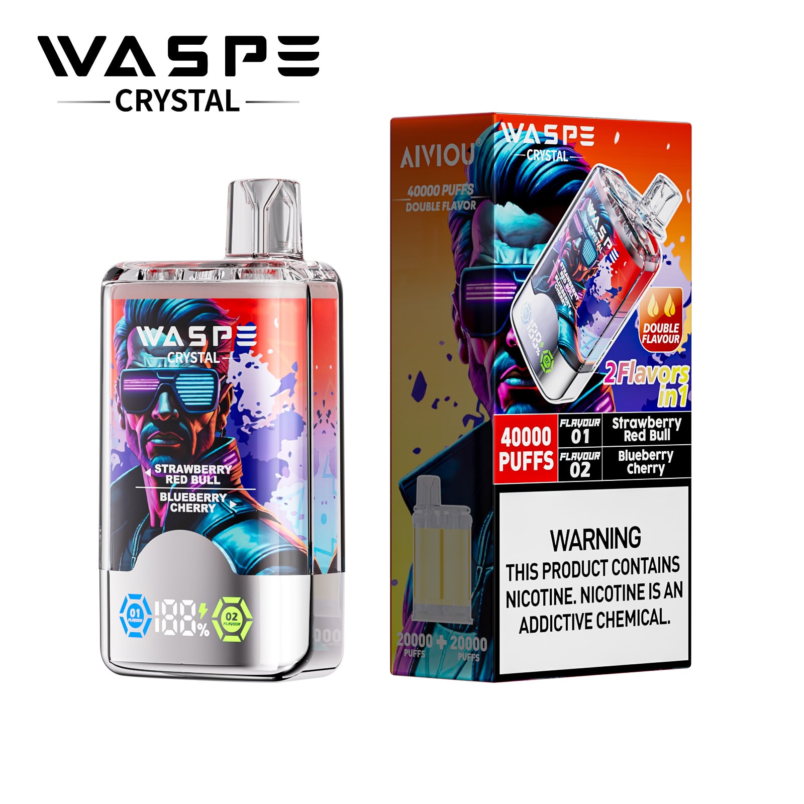 WASPE Crystal 40000 Strawberry Red Bull & Blueberry Cherry - Image 2