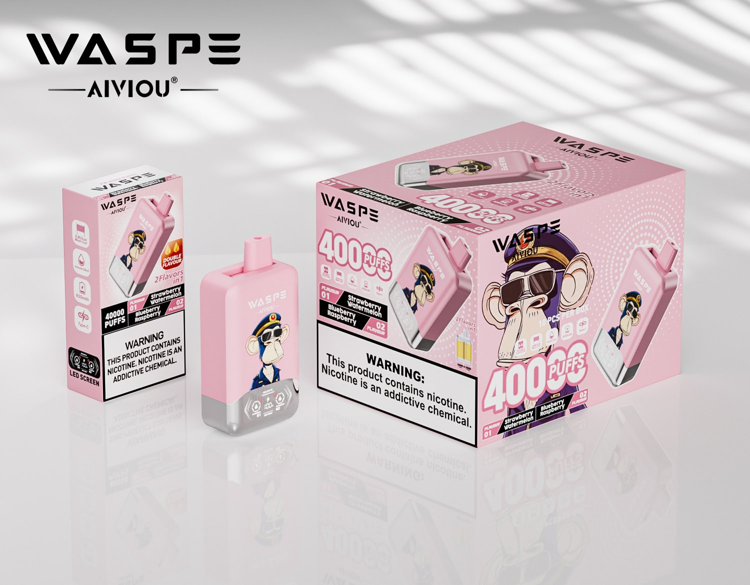 WASPE AIVIOU 40000 Strawberry Watermelon & Blueberry Raspberry - Image 3