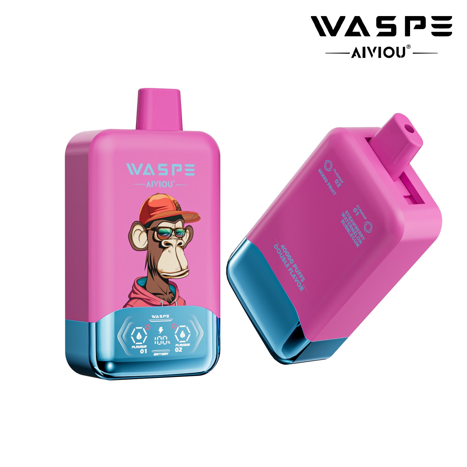 WASPE AIVIOU 40000 Strawberry Watermelon Bubblegum & Mixed Fruit