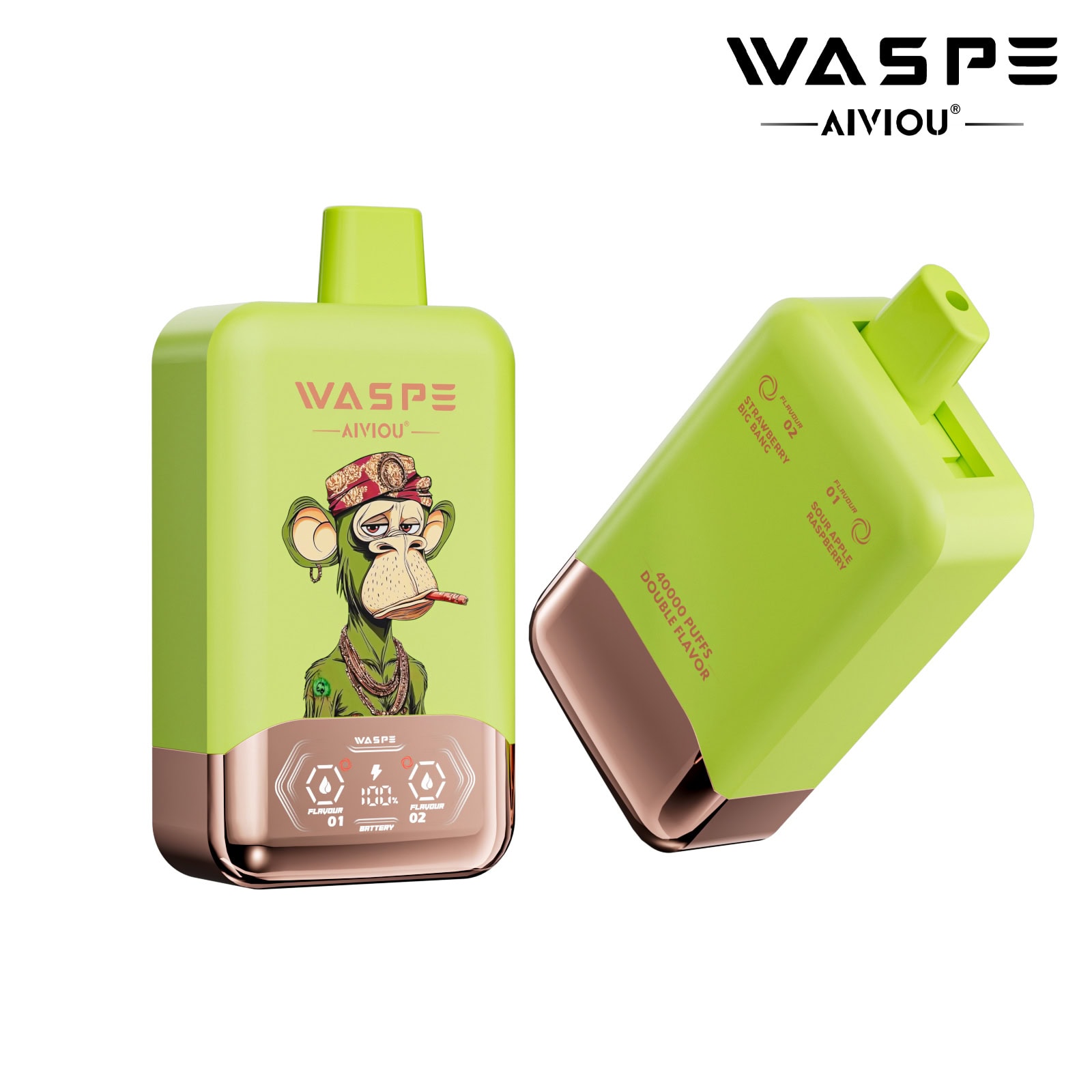 WASPE AIVIOU 40000 Sour Apple Raspberry & Strawberry Big Bang