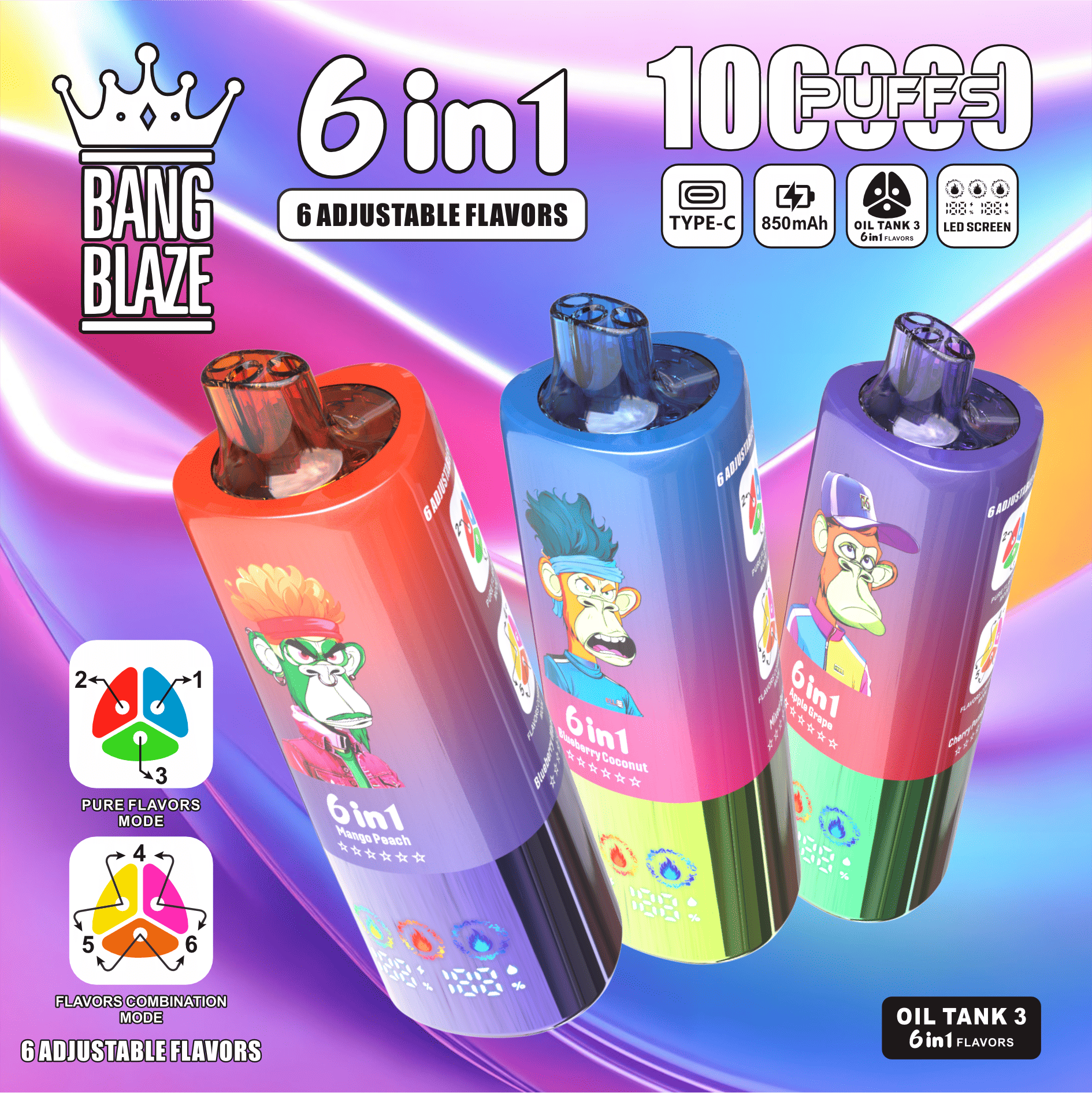 Bang Blaze 100K Fuji Ice & Apple Grape & Cherry Pomegranate - Image 2