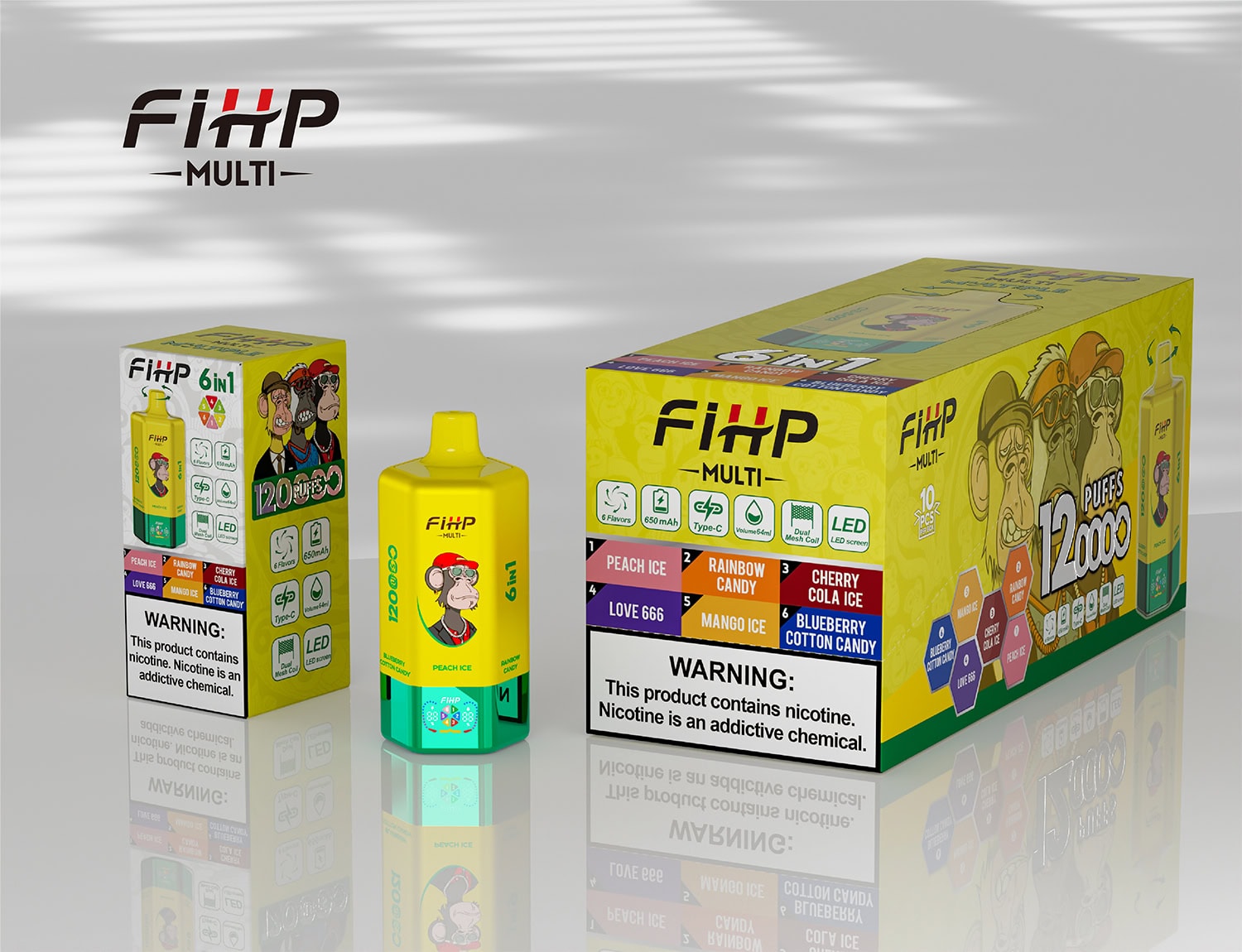 FIHP 120K 6in1 Peach Ice & Rainbow Candy & Cherry Cola Ice & Love 666 & Mango Ice & Blueberry Cotton Candy - Image 3
