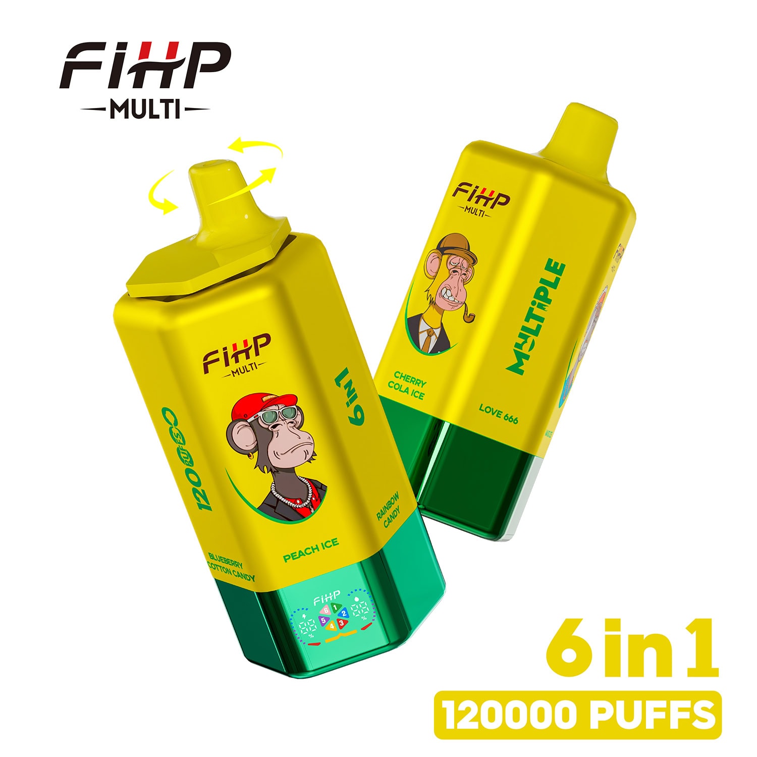 FIHP 120K 6in1 Peach Ice & Rainbow Candy & Cherry Cola Ice & Love 666 & Mango Ice & Blueberry Cotton Candy