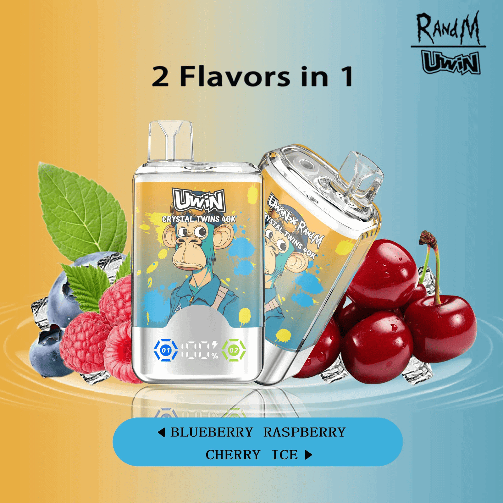 Uwin Crystal Twins 40K Kiwi Passion Fruit Guava & Blueberry Raspberry