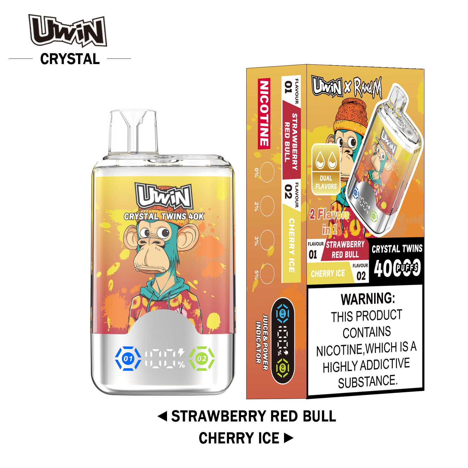 Uwin Crystal Twins 40K Strawberry Red Bull & Cherry Ice - Image 2