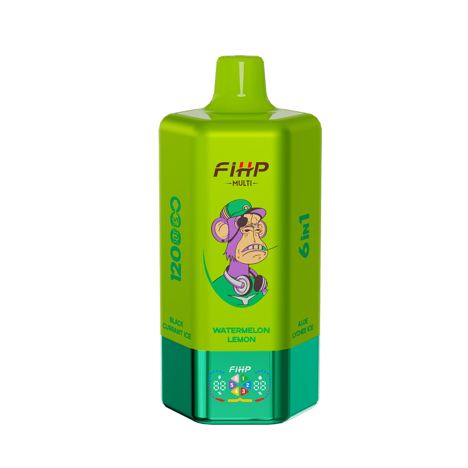 FIHP 120K 6in1 Watermelon Lemon & Aloe Lychee Ice & Pink Lemon & Glacier Ice & Pine Needle Mint & Black Currant Ice - Image 4