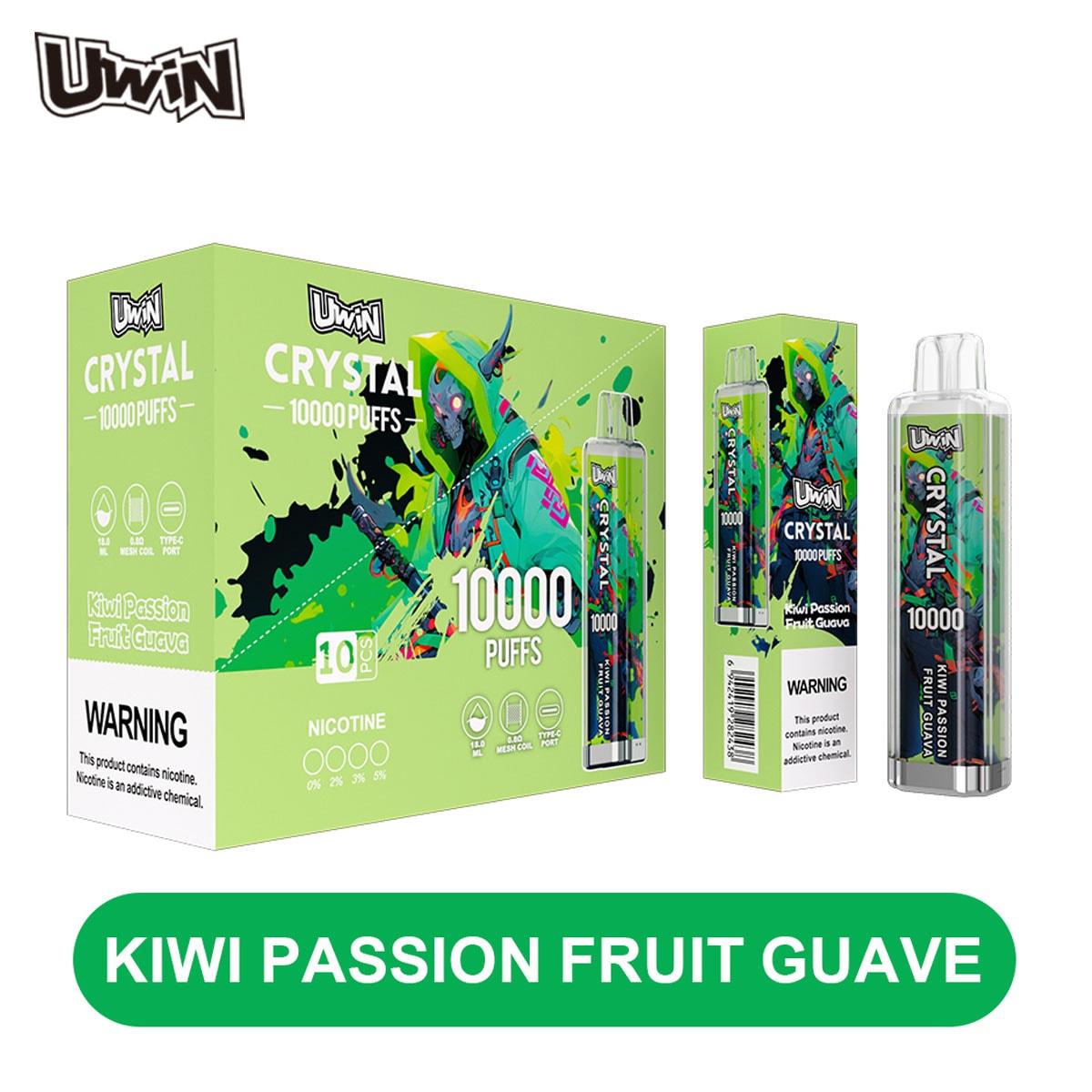 Uwin Crystal 10000 Kiwi Passion Fruit Guava - immagine 2