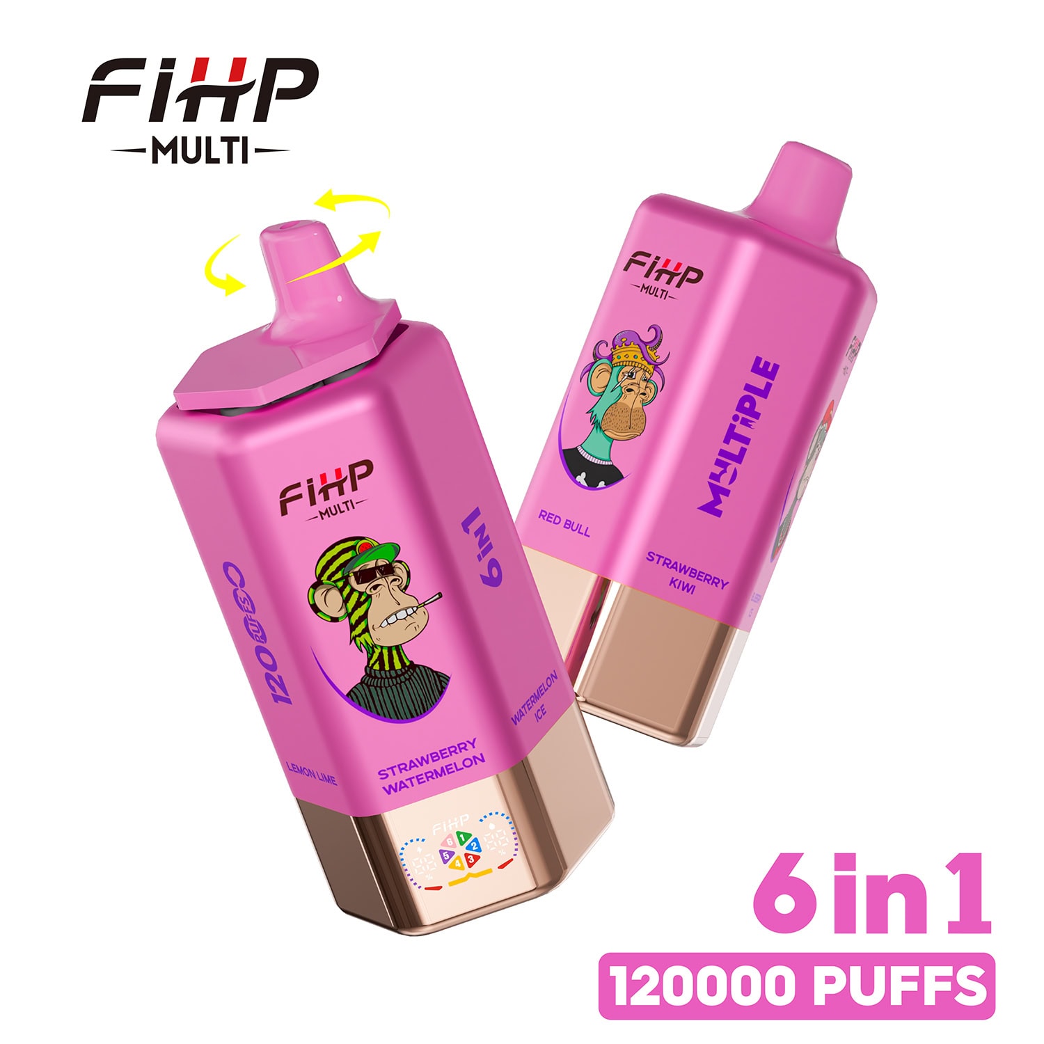 FIHP 120K 6in1 Strawberry Watermelon & Watermelon Ice & Red Bull & Strawberry Kiwi & Blueberry Ice & Lemon Lime