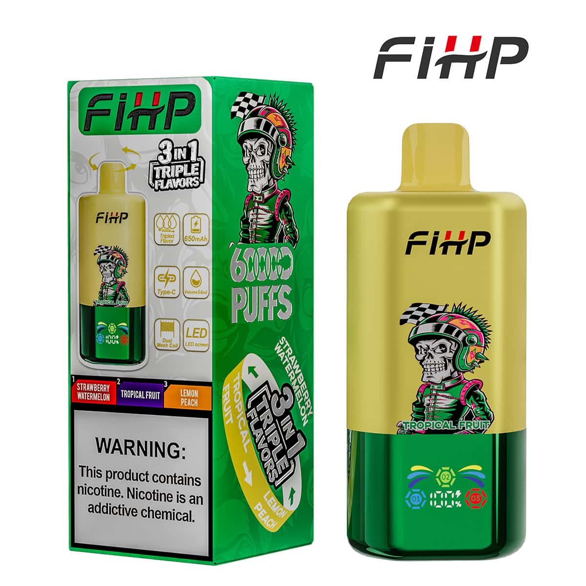 FIHP 60000 3in1 Tropical Fruit & Strawberry Watermelon & Lemon Peach - Image 2