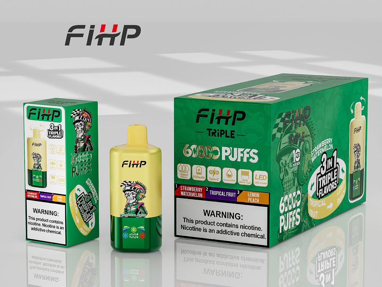 FIHP 60000 3in1 Tropical Fruit & Strawberry Watermelon & Lemon Peach - Image 3
