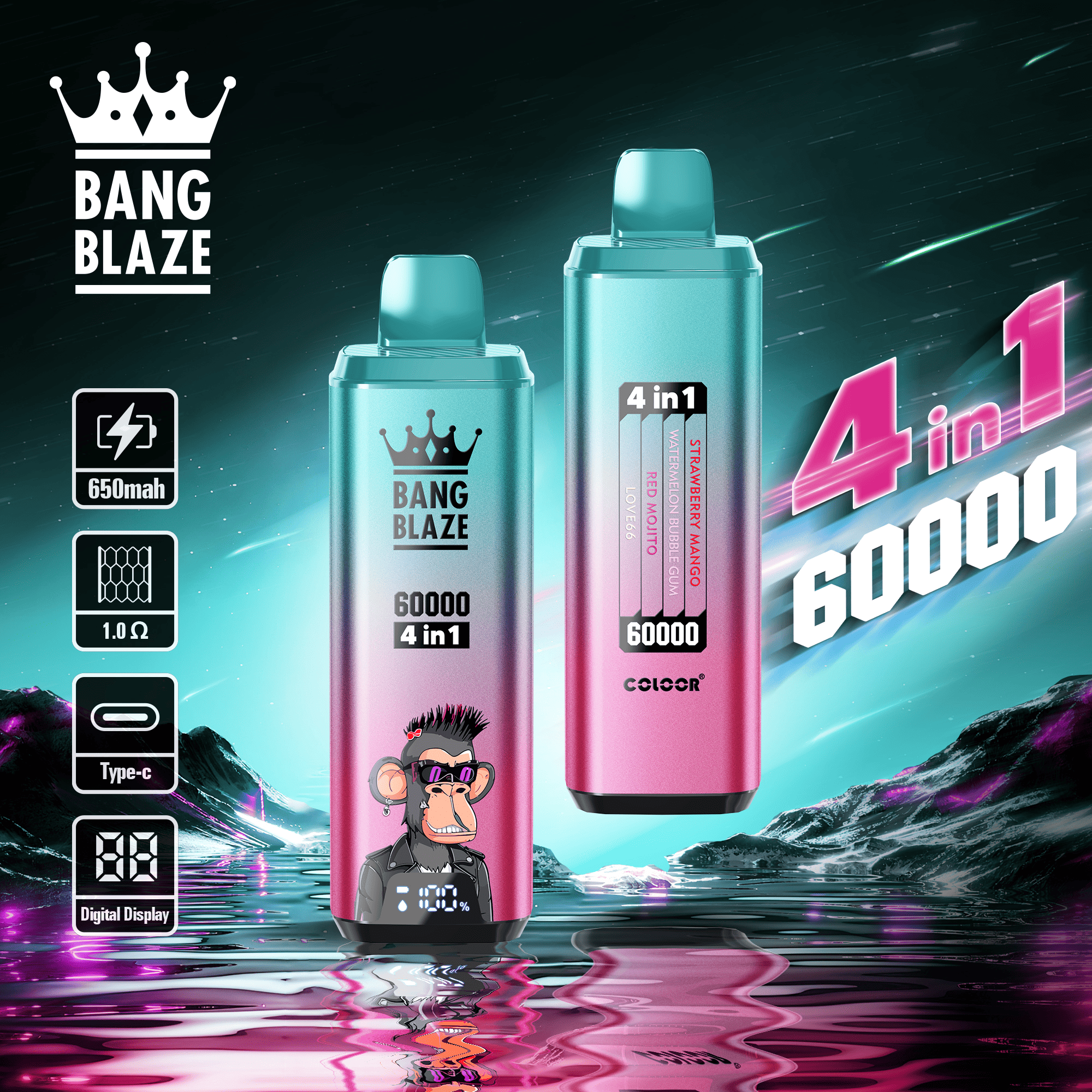 Bang Blaze 60000 Strawberry Mango & Watermelon Bubble Gum & Red Mojito & Love66
