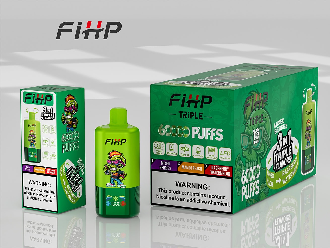 FIHP 60000 3in1 Mixed Berries & Raspberry Watermelon & Mango Peach - Image 3