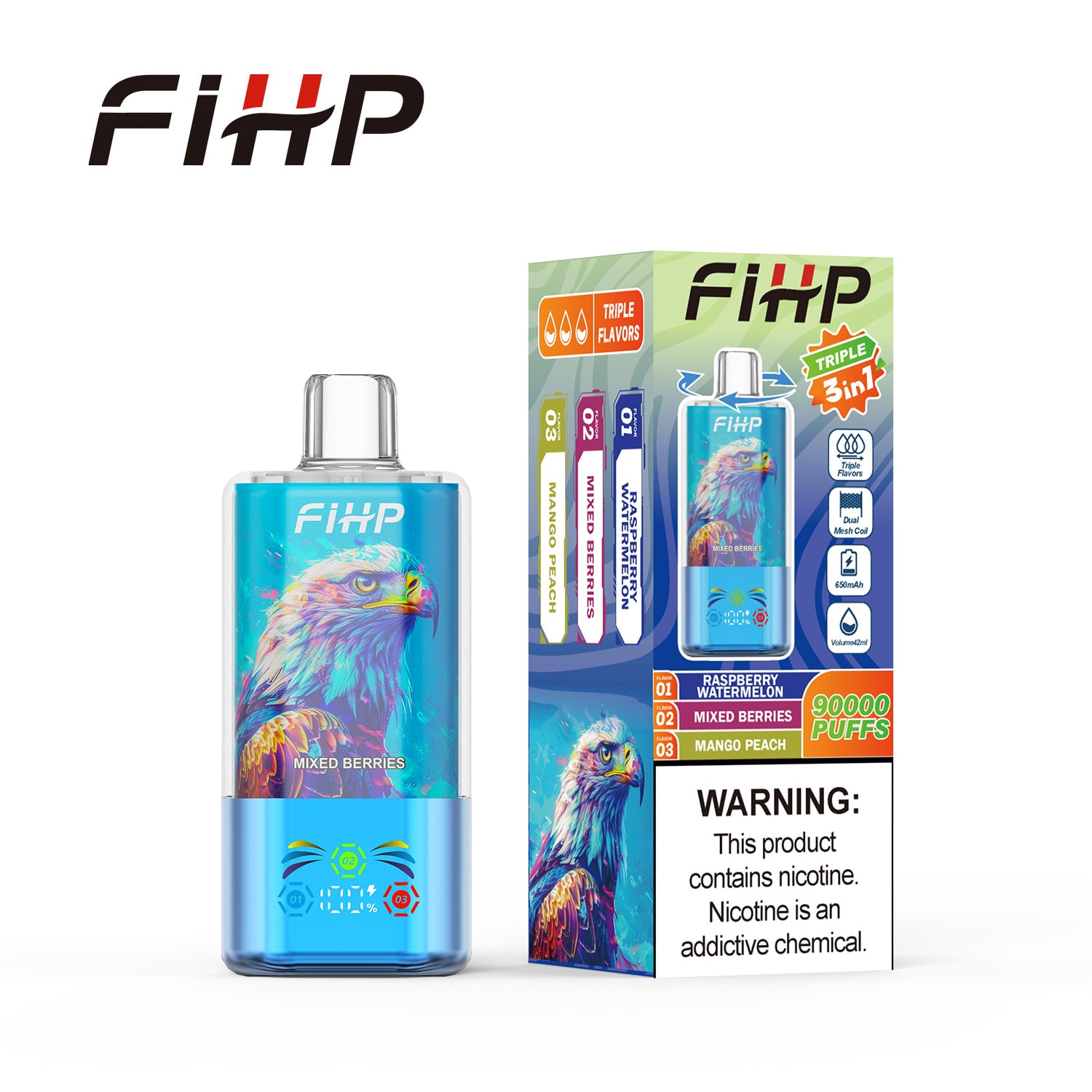 FIHP 90000 3in1 Raspberry Watermelon & Mixed Berries & Mango Peach