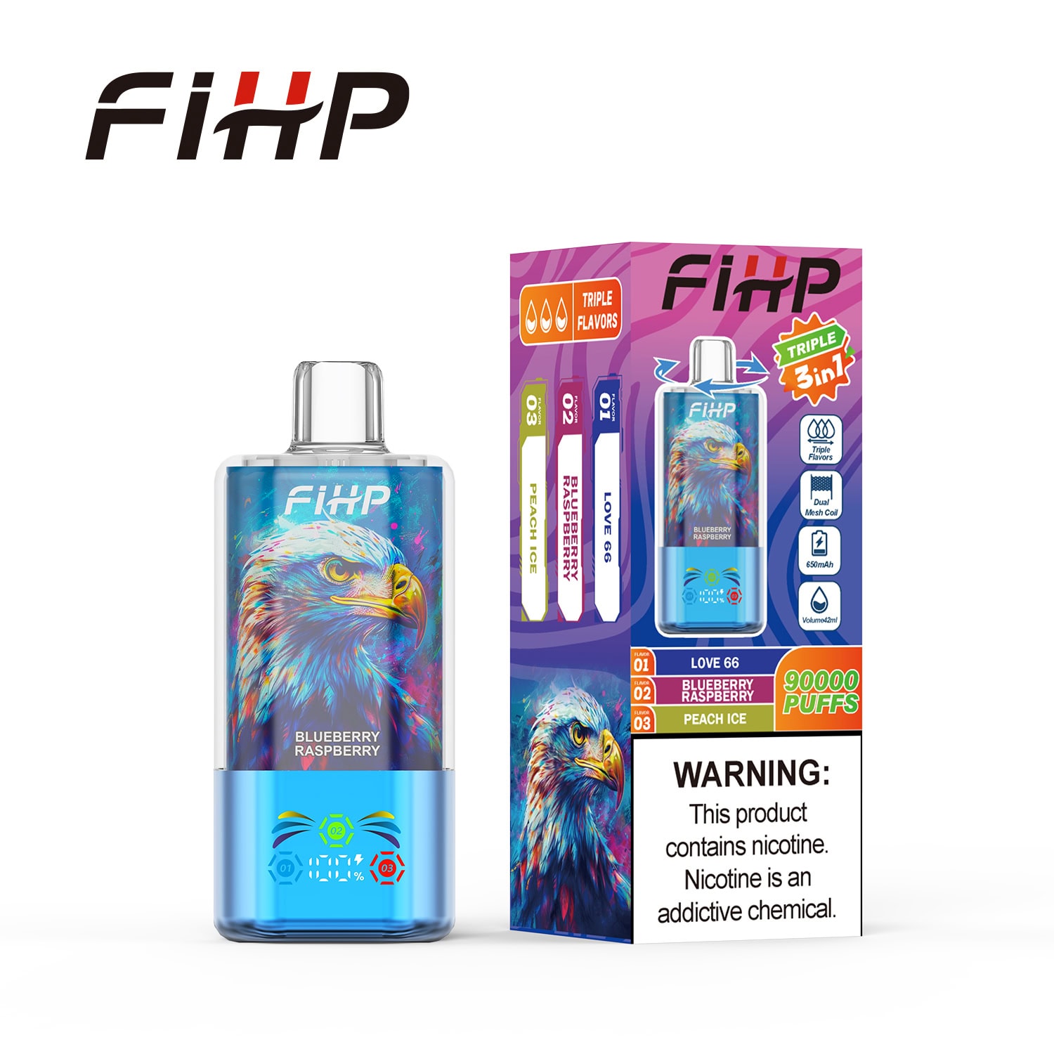 FIHP 90000 3in1 Blueberry Raspberry & Love 666 & Peach Ice