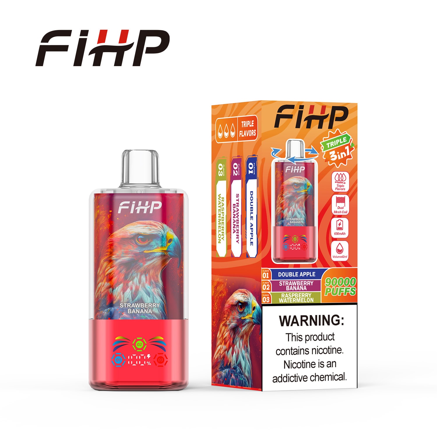 FIHP 90000 3in1 Double Apple & Strawberry Banana & Raspberry Watermelon
