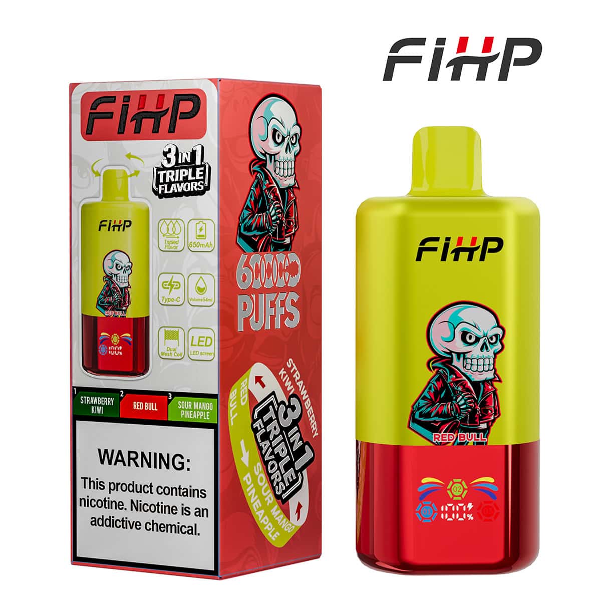 FIHP 60000 3in1 Strawberry Kiwi & Sour Mango Pineapple & Red Bull - Image 2