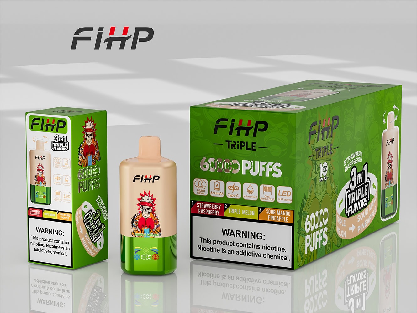 FIHP 60000 3in1 Strawberry Raspberry & Triple Melon & Sour Mango Pineapple - immagine 3