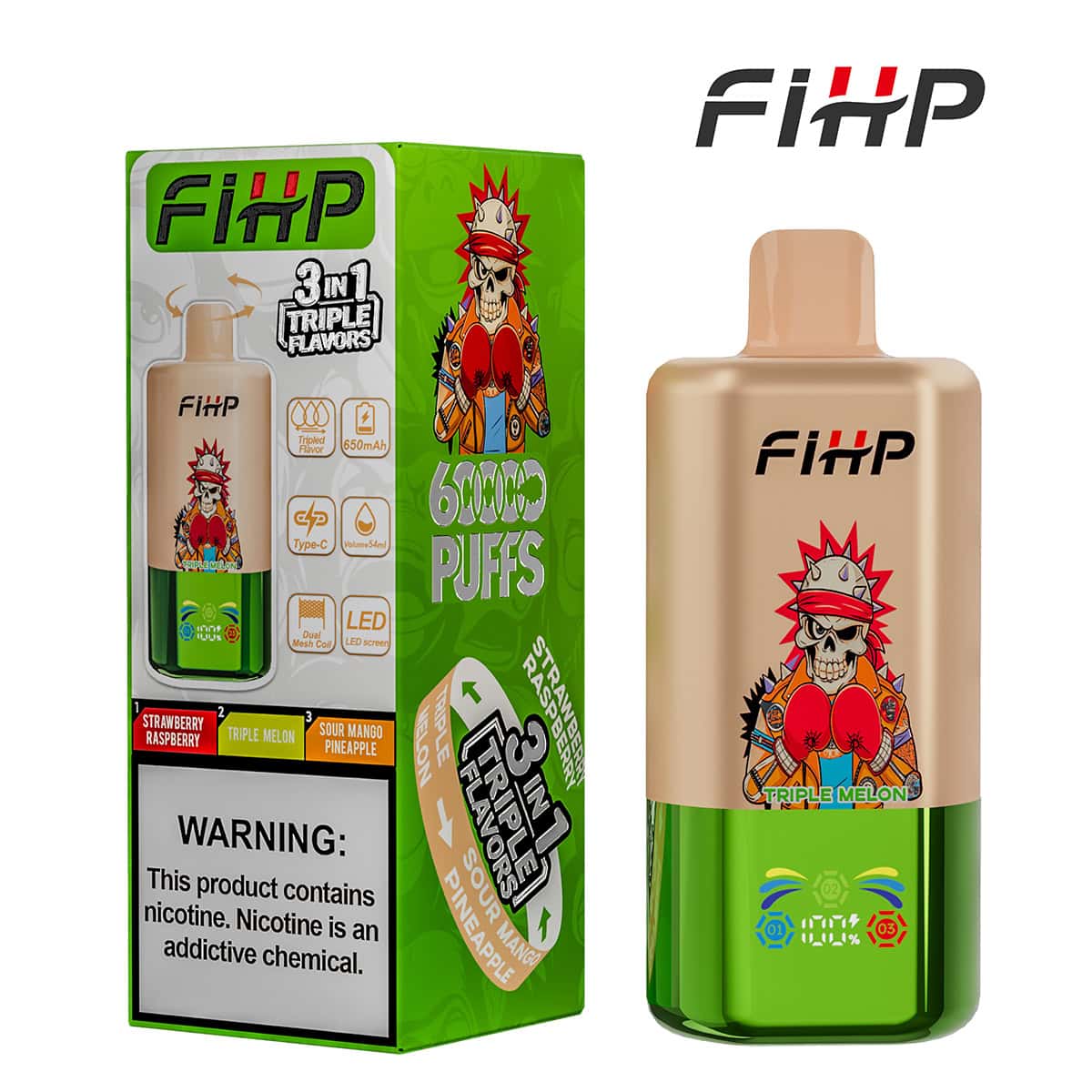 FIHP 60000 3in1 Strawberry Raspberry & Triple Melon & Sour Mango Pineapple - immagine 2