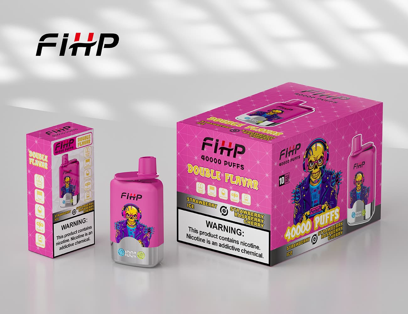 FIHP 40000 Strawberry Raspberry Cherry & Strawberry Ice - Image 3