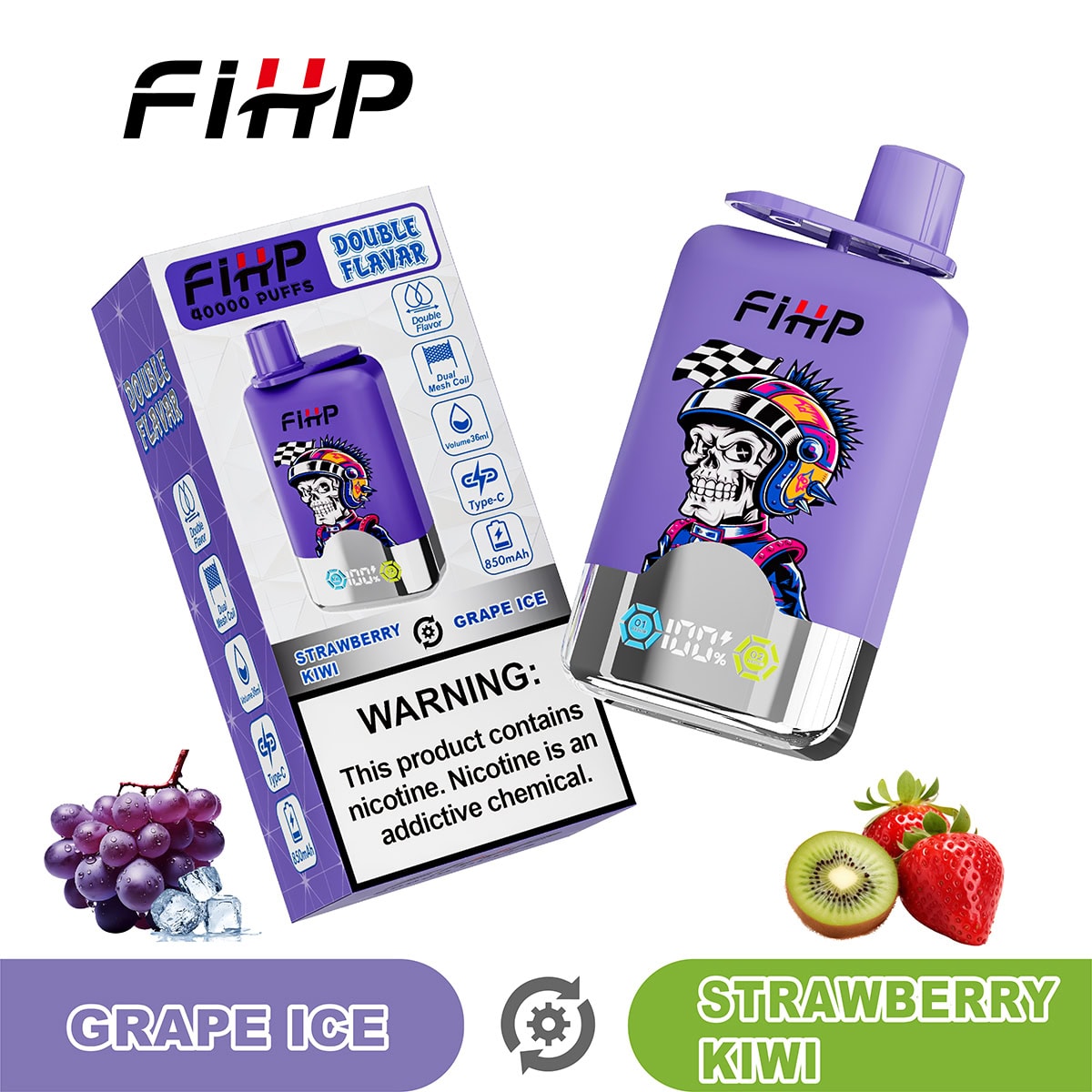 FIHP 40000 Grape Ice & Strawberry Kiwi