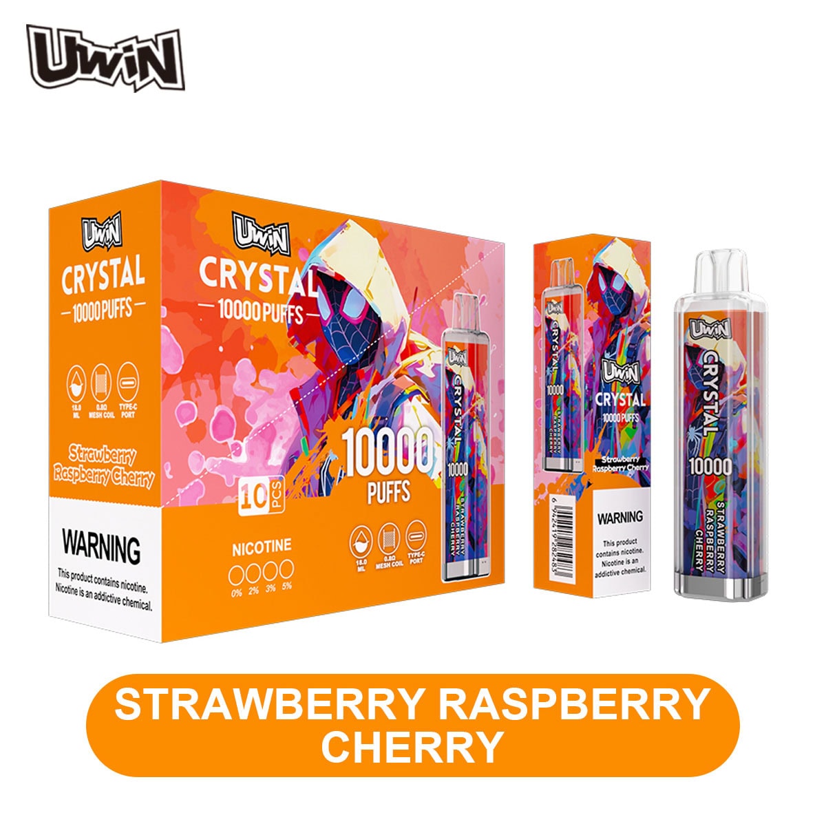 Uwin Crystal 10000 Strawberry Raspberry Cherry - Image 2