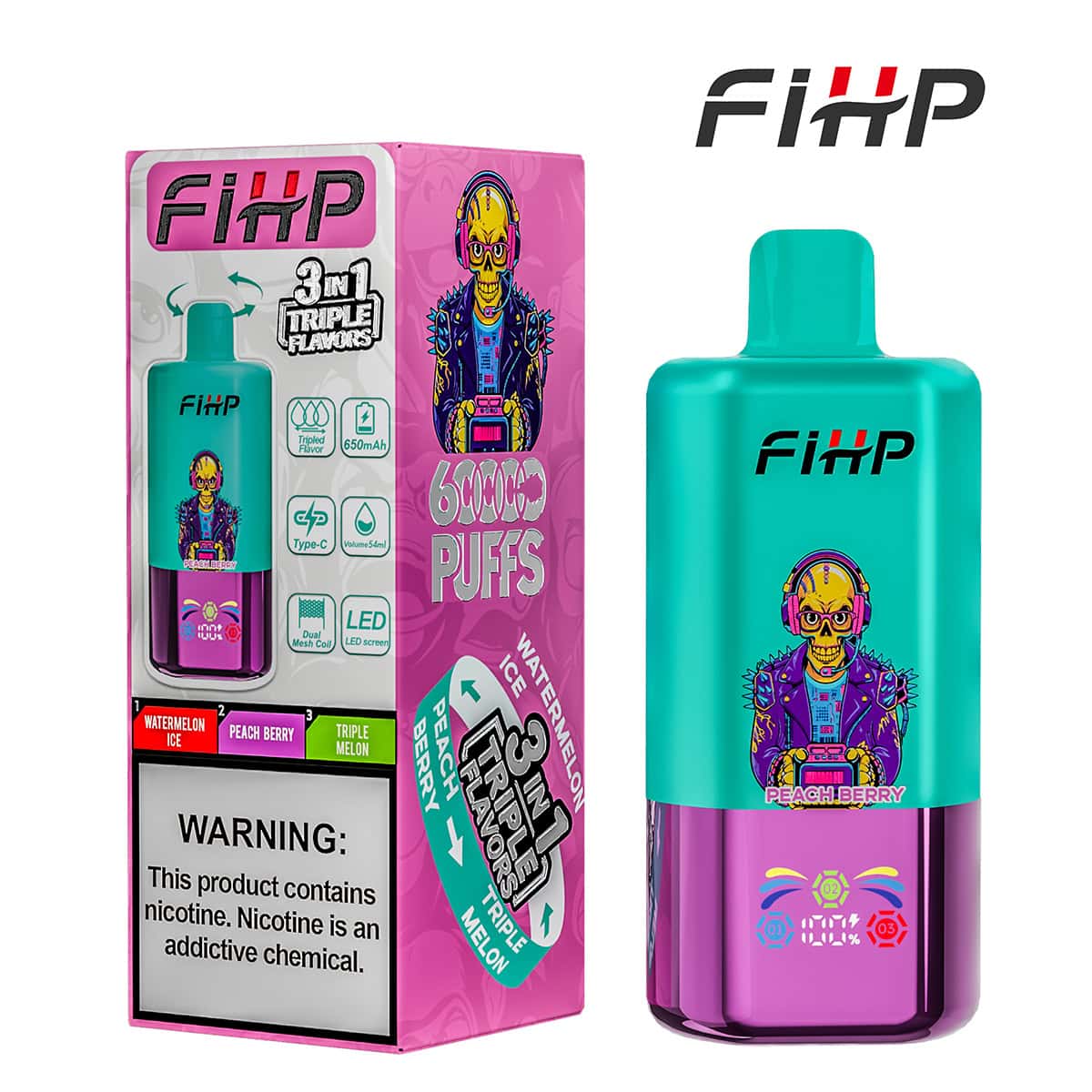 FIHP 60000 3in1 Watermelon Ice & Peach Berry & Triple Melon - Image 2