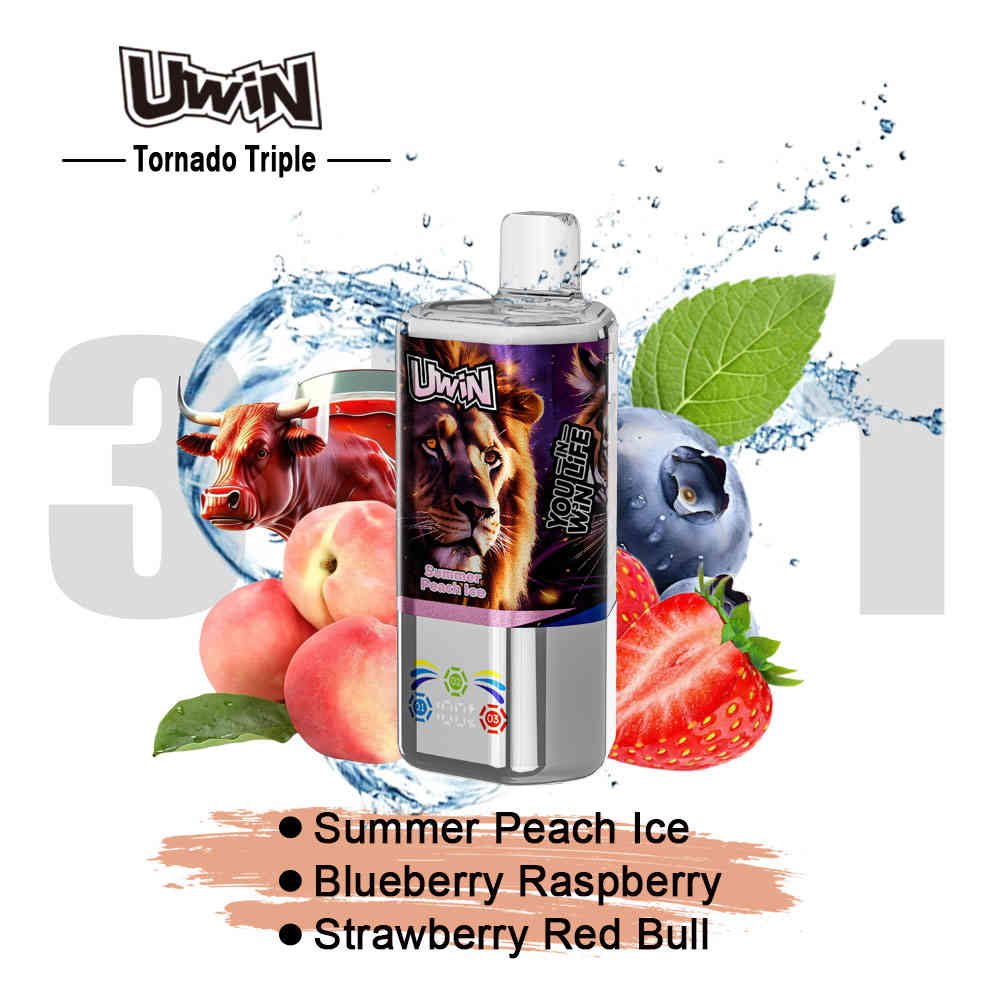 Uwin Tornado Triple 60K Summer Peach Ice & Blueberry Raspberry & Strawberry Red Bull