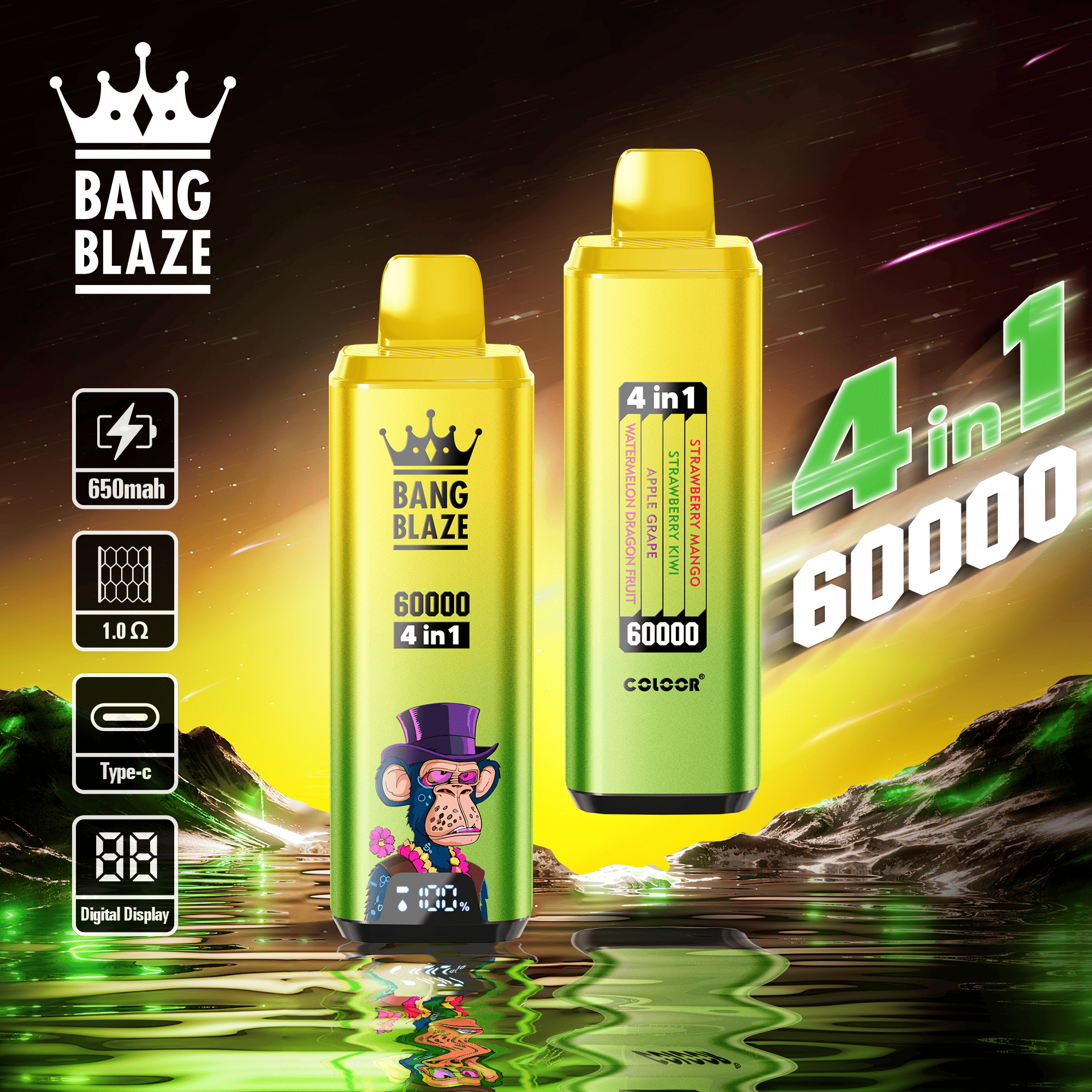 Bang Blaze 60000 Strawberry Mango & Strawberry Kiwi & Apple Grape & Watermelon Dragon Fruit
