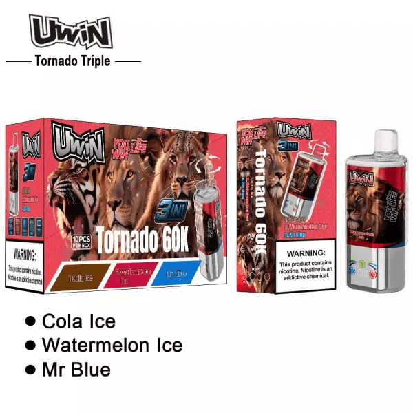 Uwin Tornado Triple 60K Watermelon Ice & Cola Ice & Mr Blue - Image 3