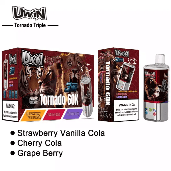 Uwin Tornado Triple 60K Cherry Cola & Strawberry Vanilla Cola & Grape Berry - Image 3