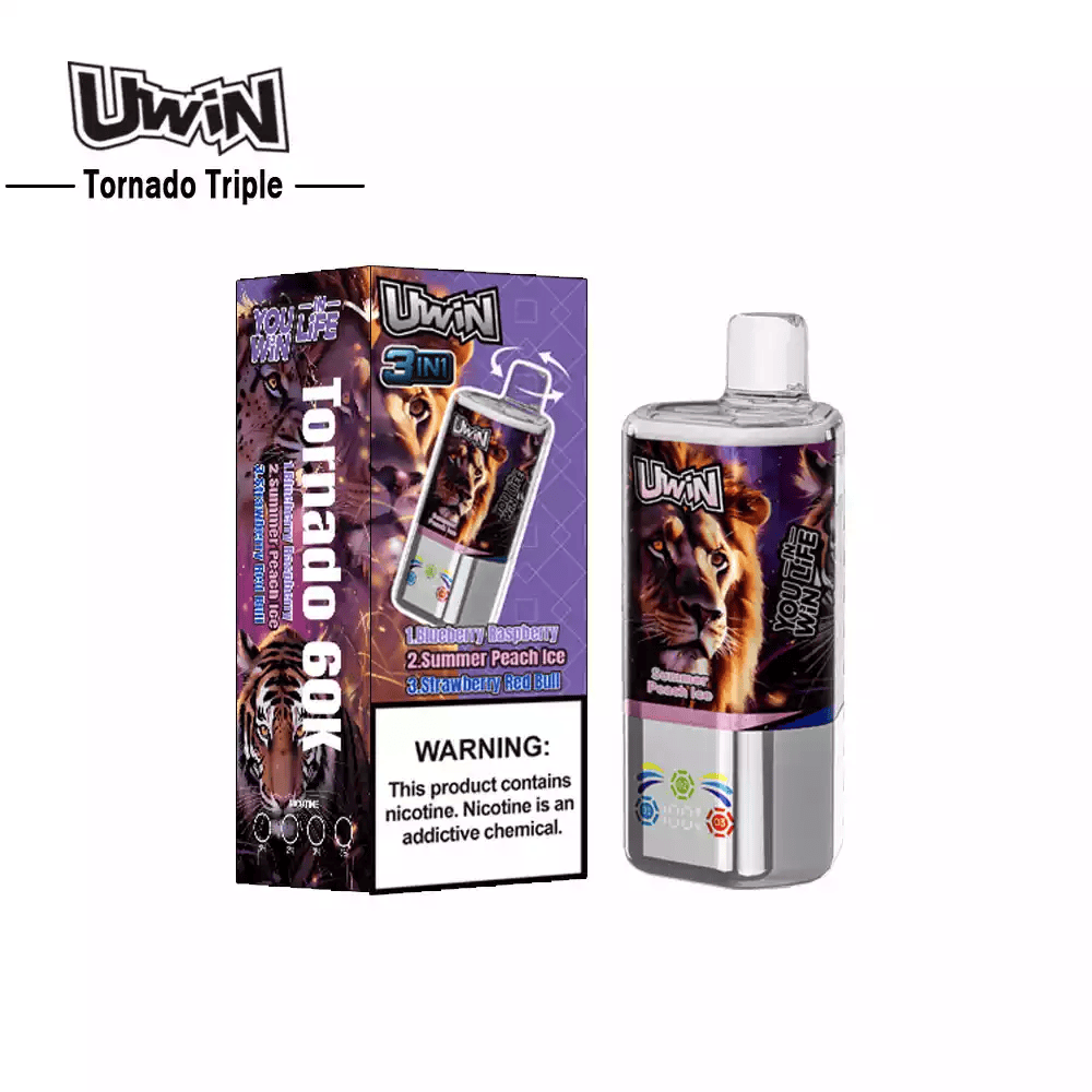 Uwin Tornado Triple 60K Summer Peach Ice & Blueberry Raspberry & Strawberry Red Bull - Image 2
