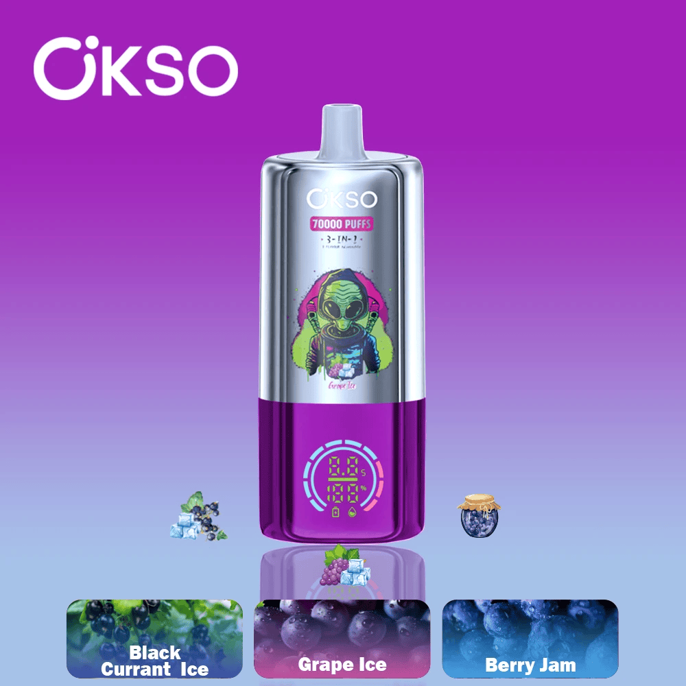 OKSO 3in1 70000 Grape Ice & Blackcurrant Ice & Berry Jam