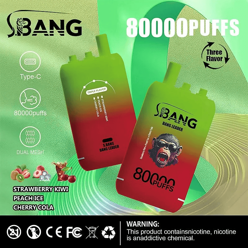Bang Leader 80000 Strawberry Kiwi & Peach Ice & Cherry Cola