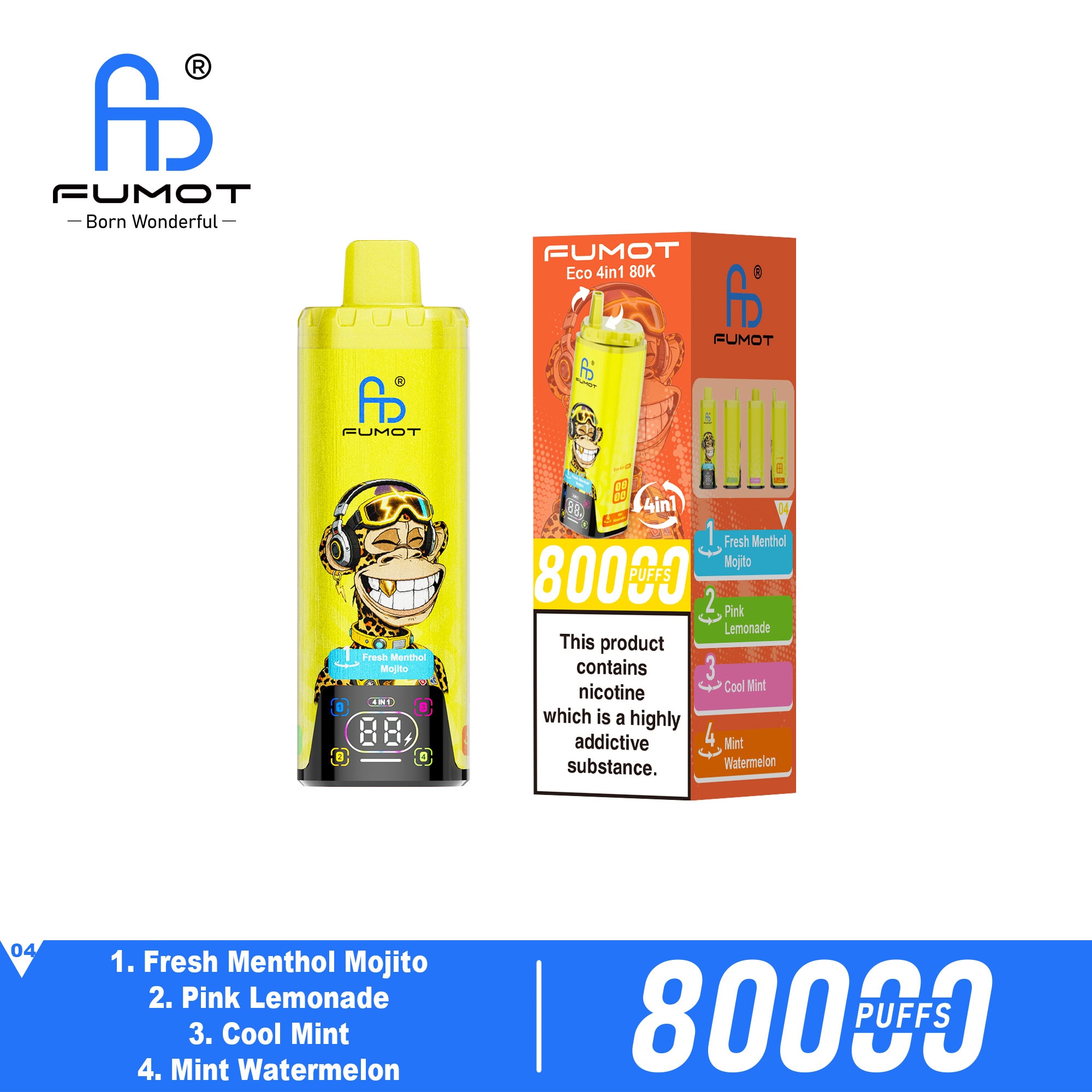 Fumot ECO 4in1 80K Fresh Menthol Mojito & Pink Lemonade & Cool Mint & Mint Watermelon - Image 2