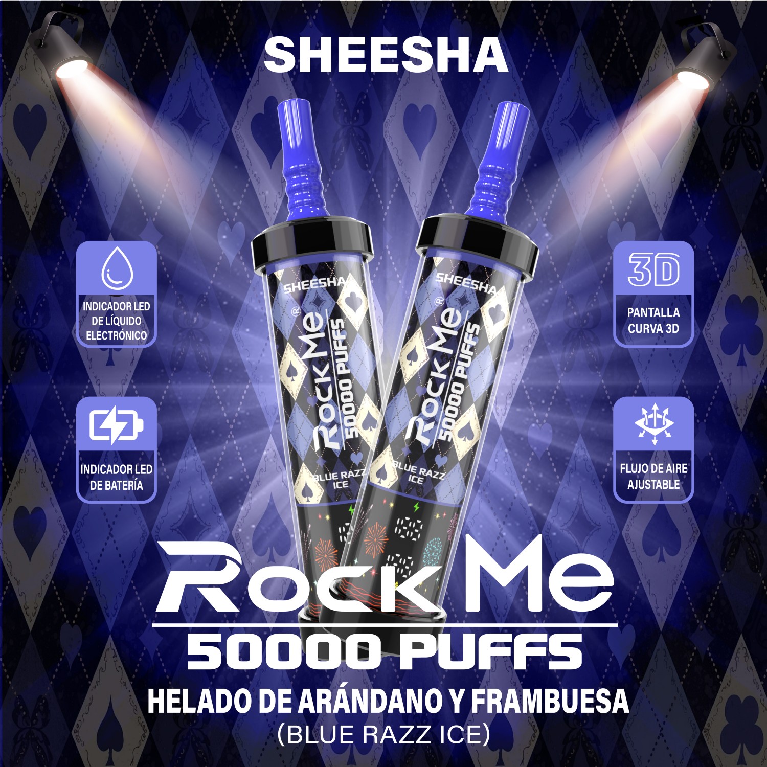 Rock Me Sheesha 50K Blue Razz Ice