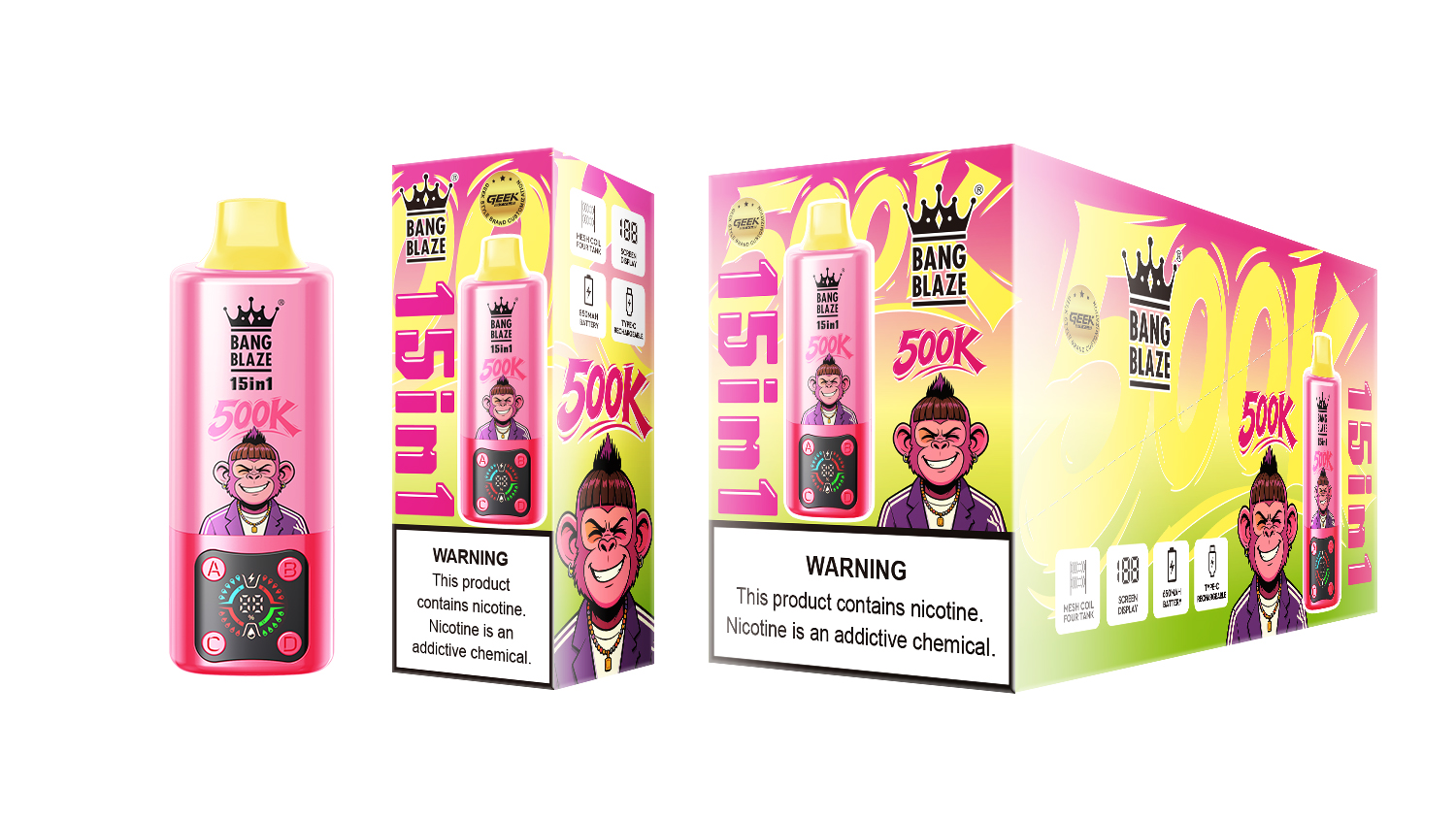Bang Blaze 15 in 1 500K Blueberry Raspberry & Cherry Coke & Passionate Kiss & Mango Peach – Bild 2