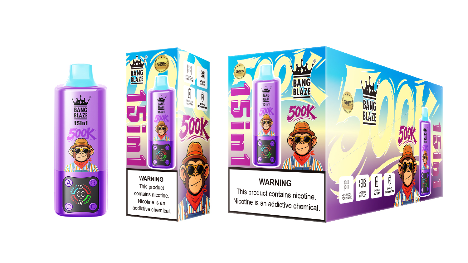 Bang Blaze 15 in 1 500K Grape Ice & Lemon Lime & Red Mojito & Watermelon Dragon Fruit – Bild 2