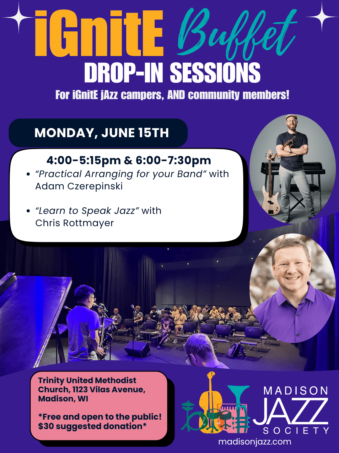 iGnitE Buffet drop-in sessions poster for Monday, June 15