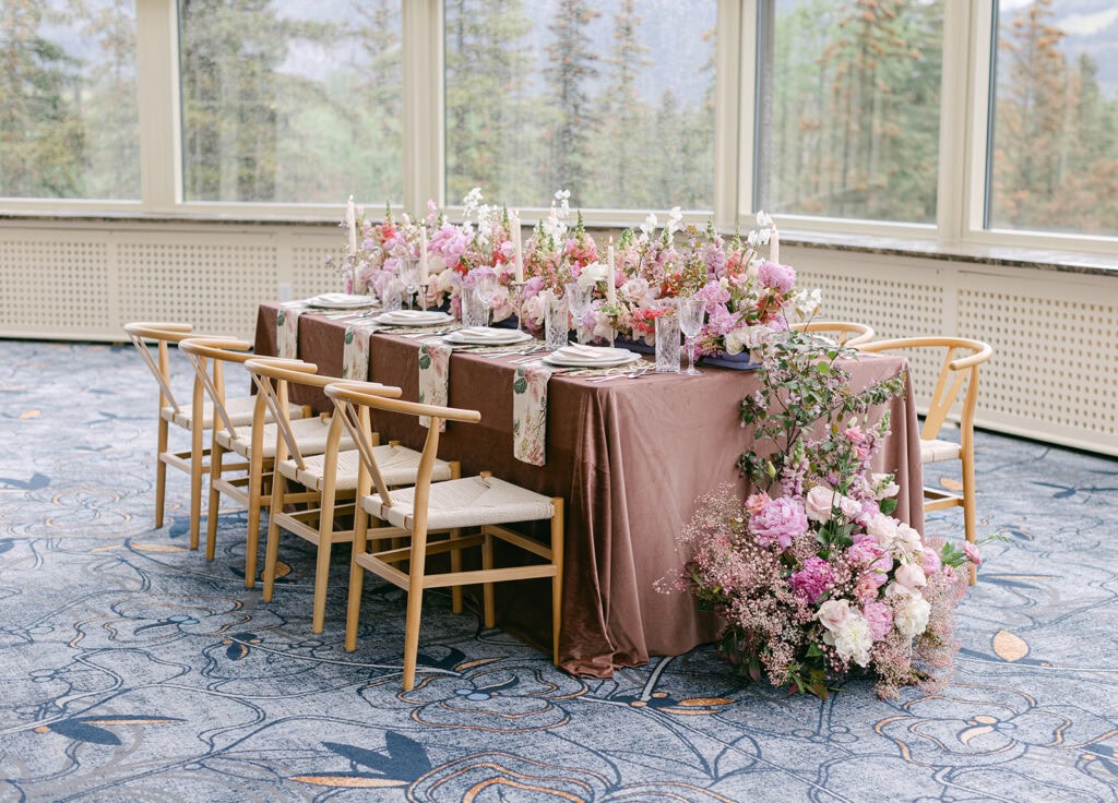 Fairmont Banff Springs wedding reception with romantic candlelight and elegant decor