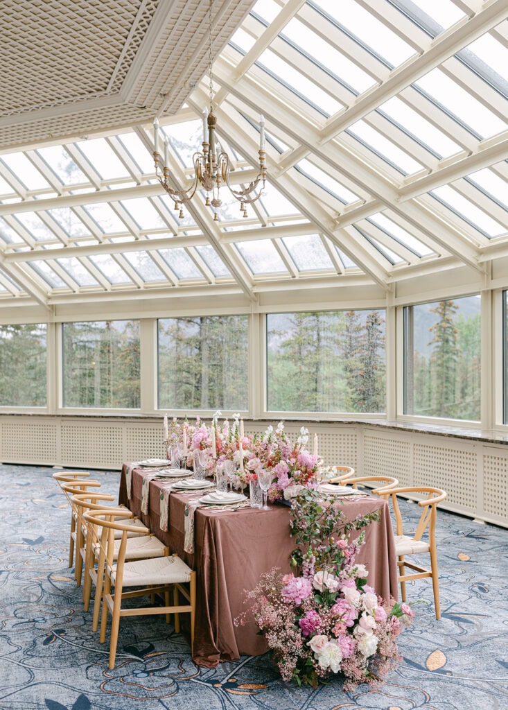 Fairmont Banff Springs wedding reception with romantic candlelight and elegant decor