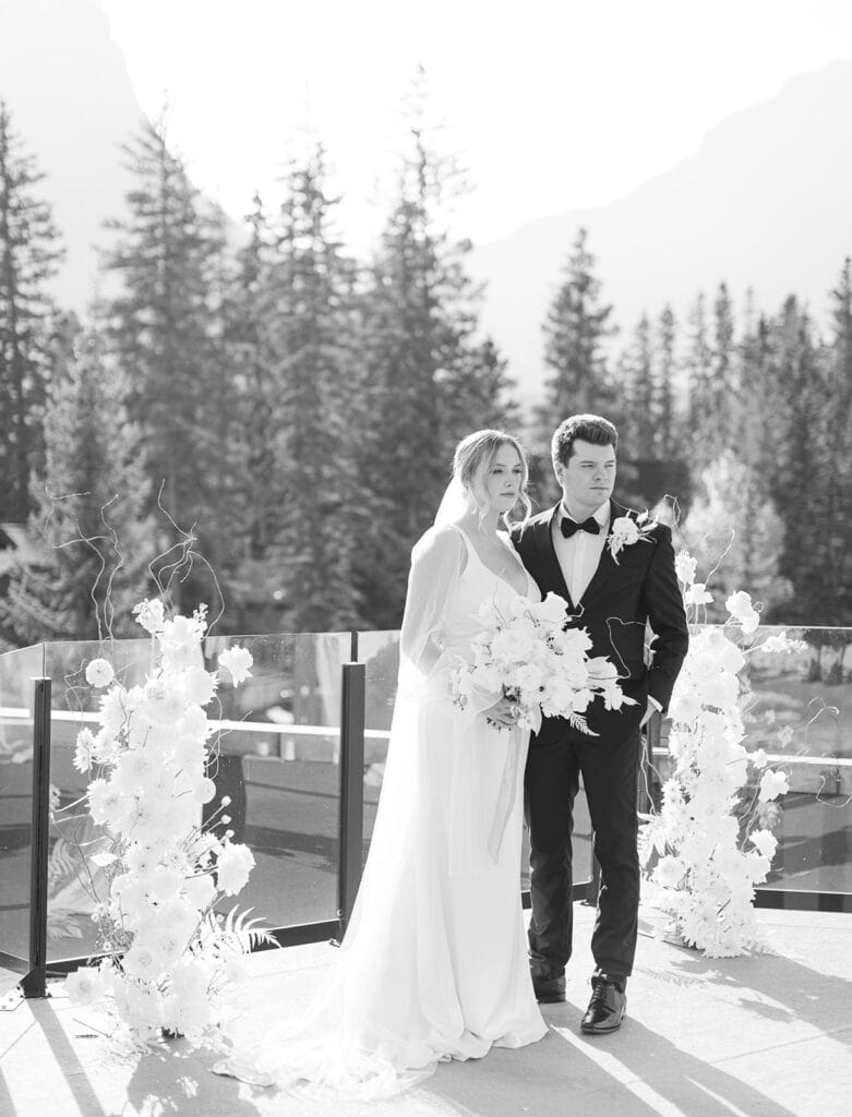romantic Canmore elopement ceremony with alpine backdrop