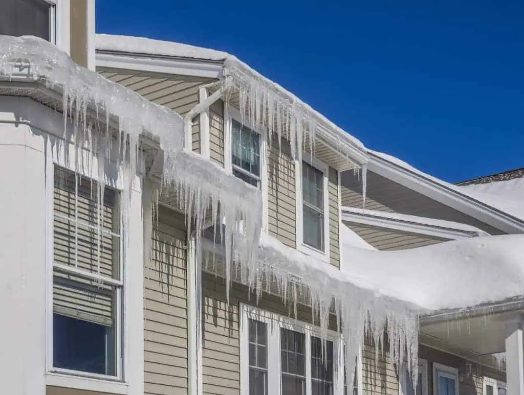 Ice Dams on Roof of Home