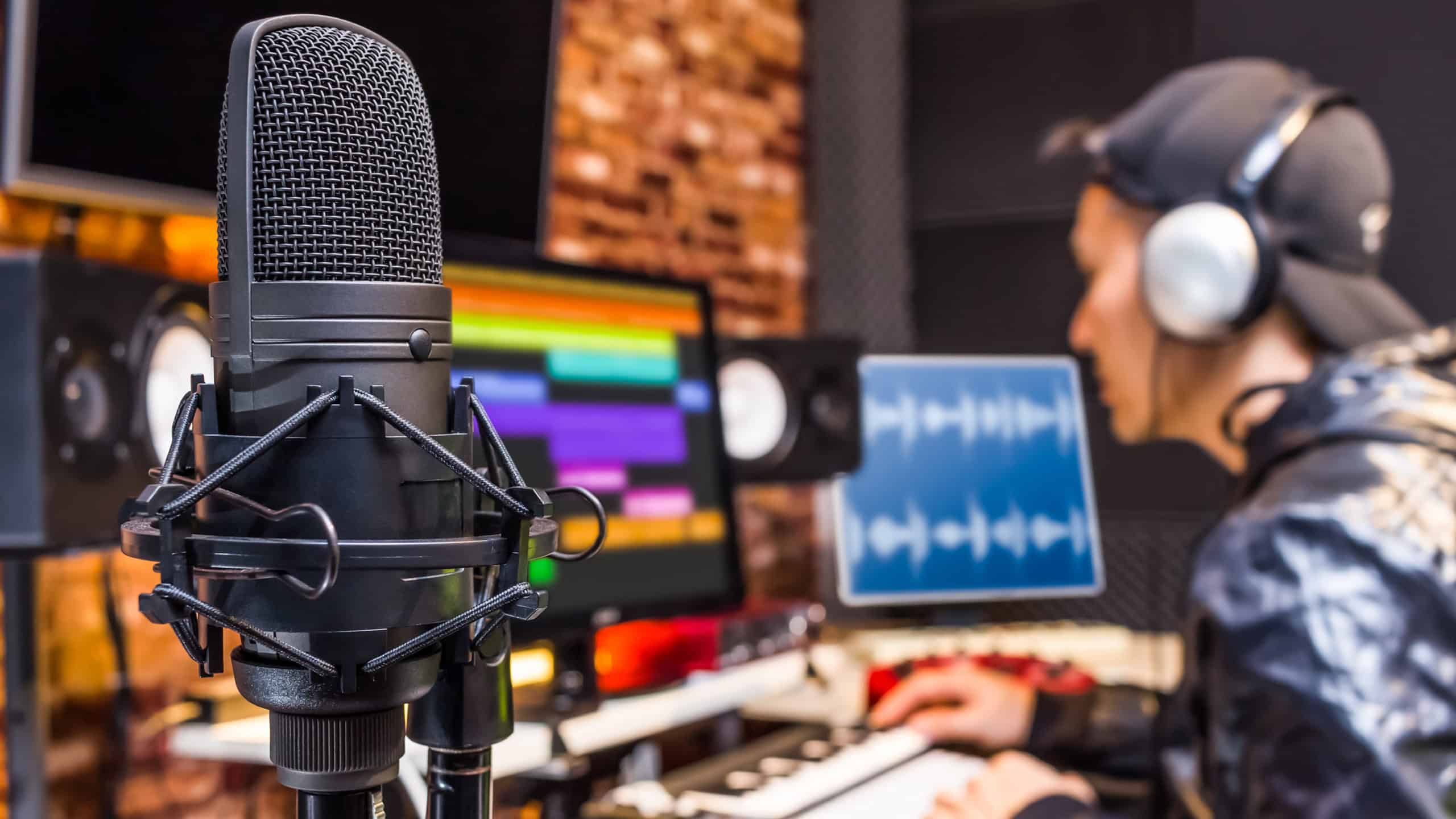 man in vocal studio
