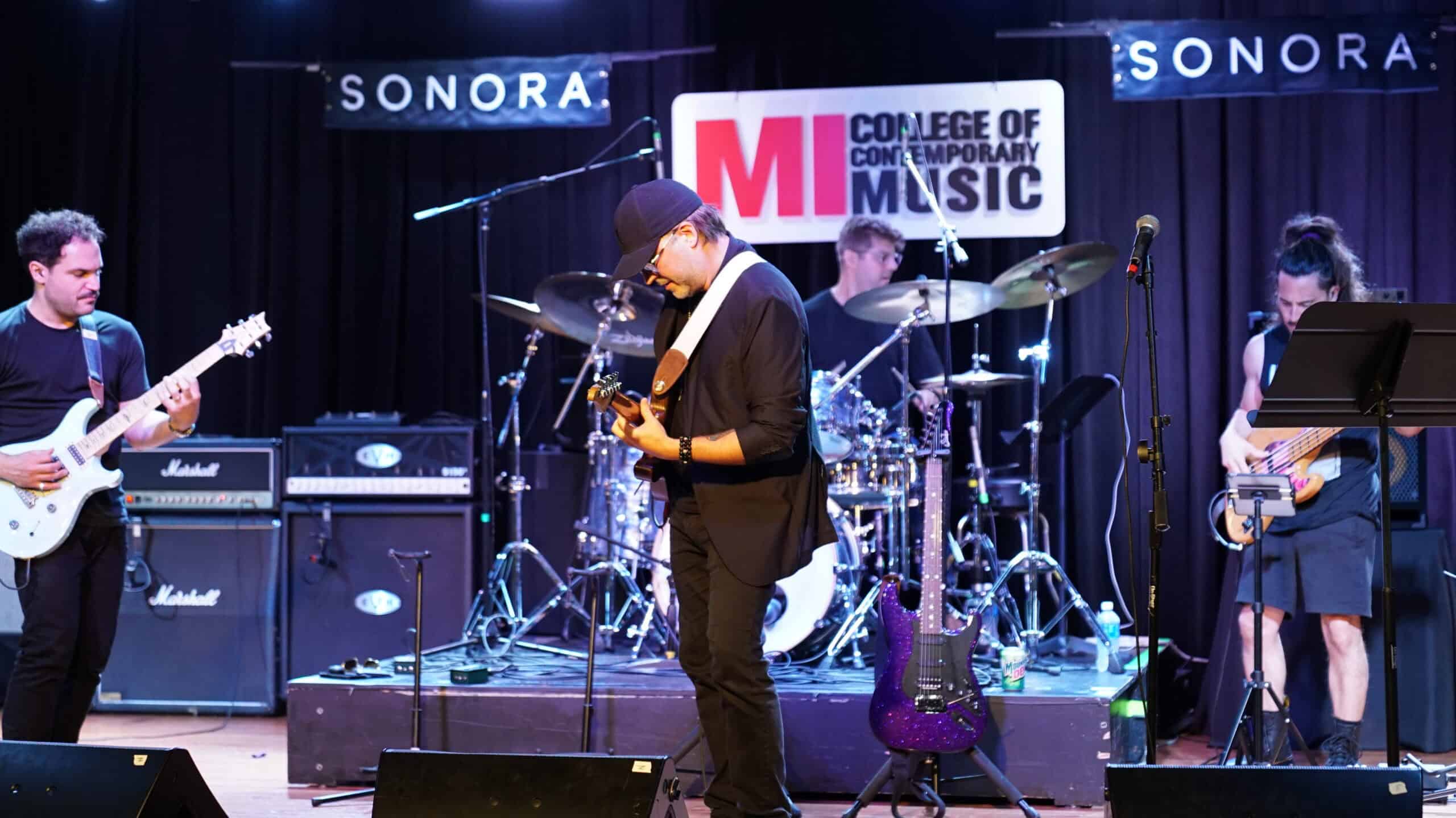 Guitarist Andy Wood performing at the Sonora LA Retreat at Musicians Institute