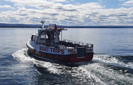 Fishing boat on Moray Firth for charter trips and fishing adventures.