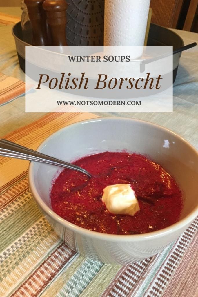 Polish Borscht | The Not so Modern Housewife Polish borscht soup is made with beets, pork spareribs, and sour cream. It's highly nutritious and great for cold winter nights. #soup #comfortfood #fromscratch