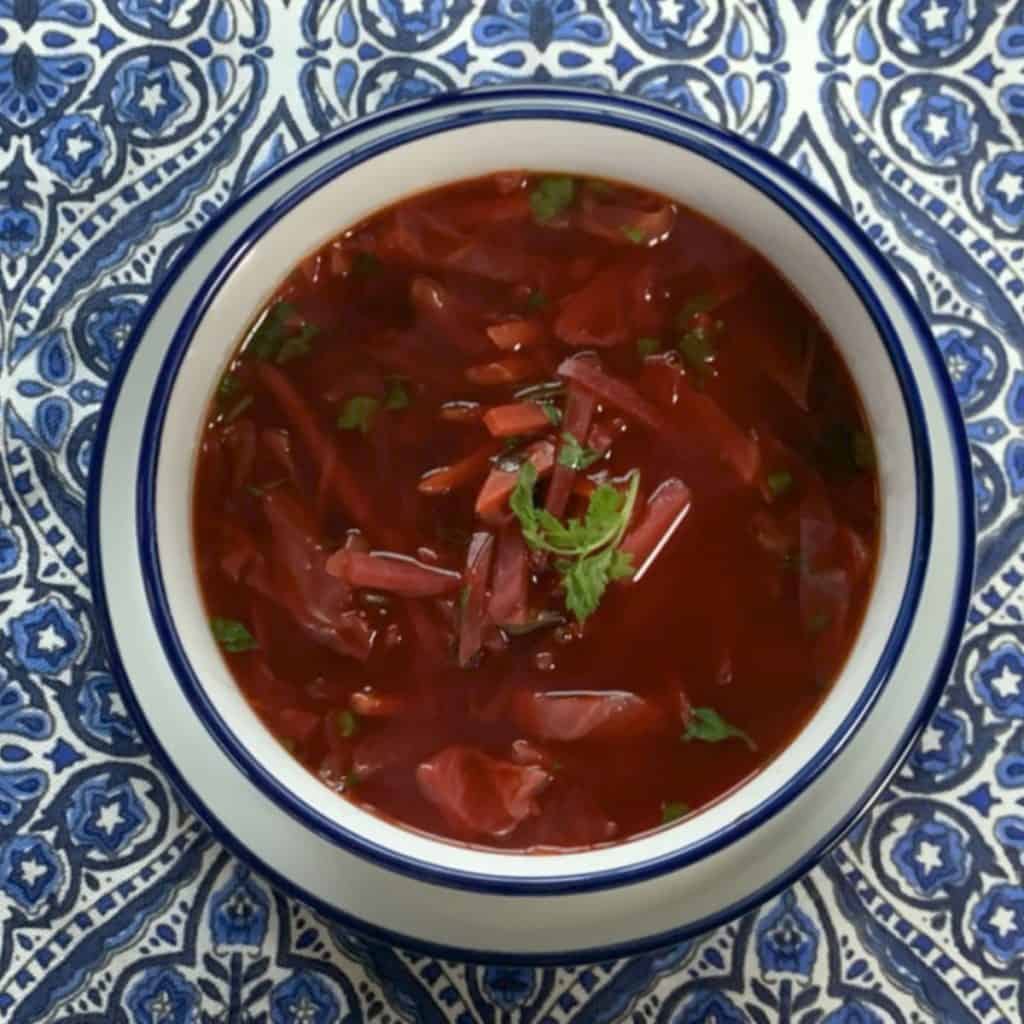 Beets Cabbage Borsch from above.