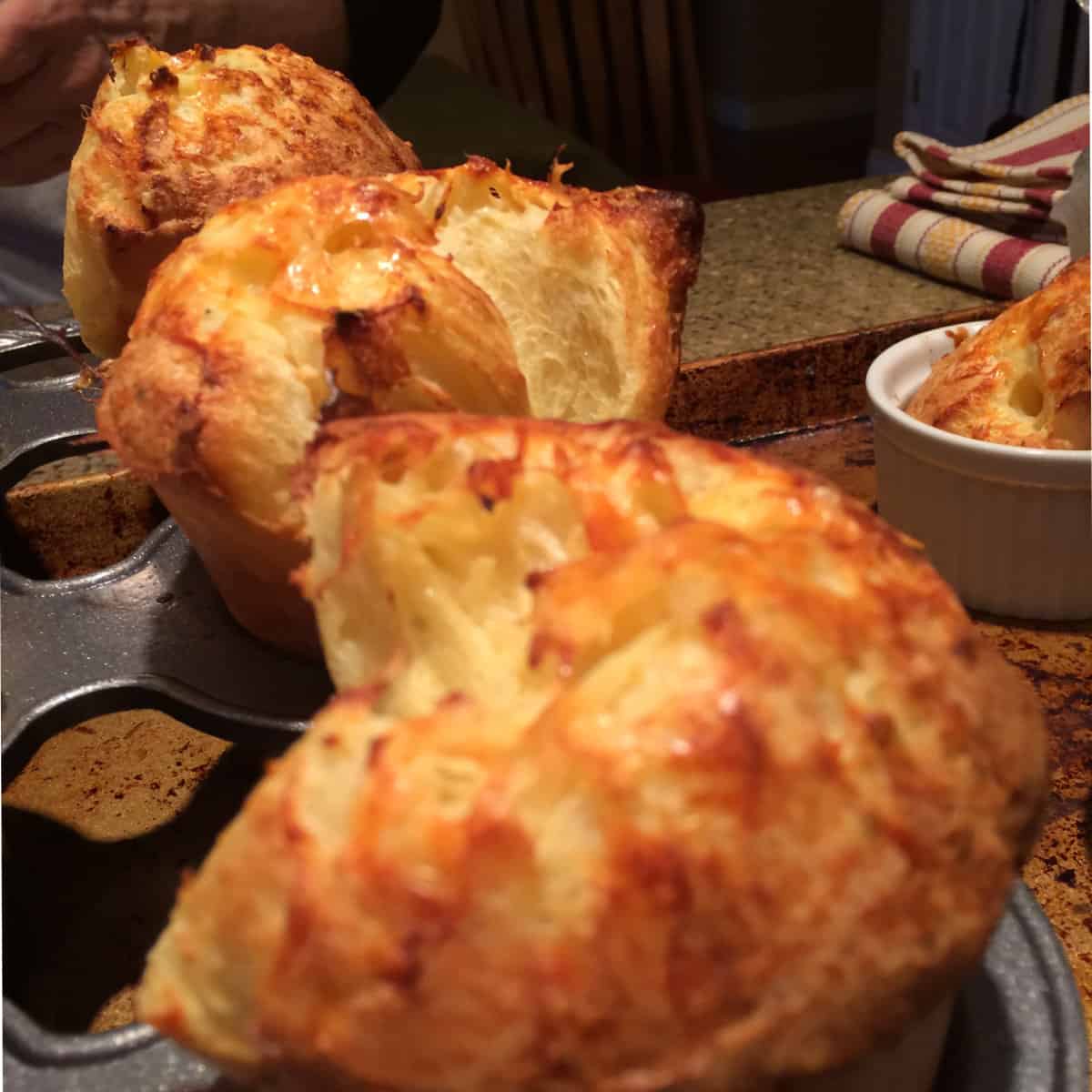 Closeup shot of popover in a tin.