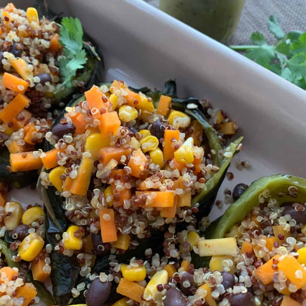Roasted Poblano Chilis Stuffed With Quinoa and Squash 1 3